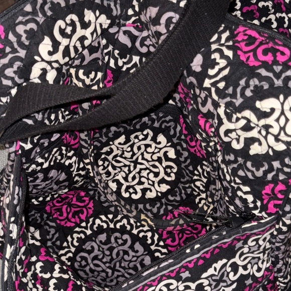 Vera Bradley Black and Purple Travel Duffel Bag with Crossbody and Handles - Picture 7 of 12